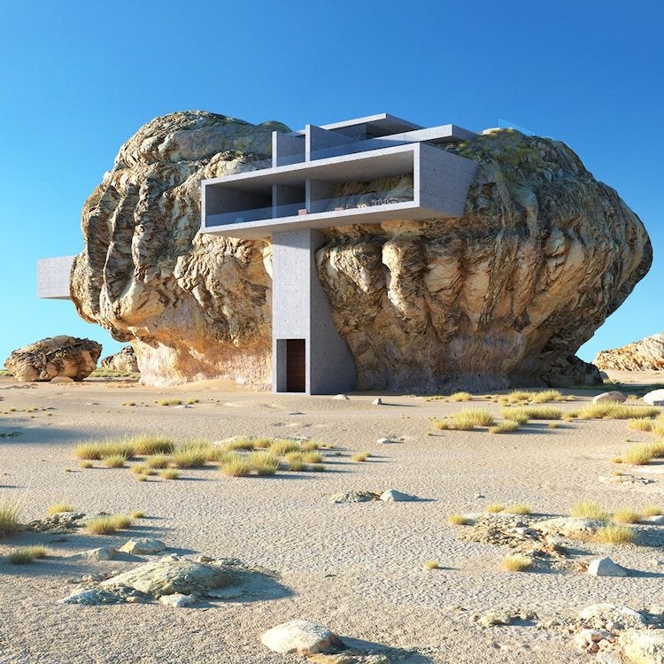 A Genius Architect Designed A Contemporary House Inside A Gigantic Ancient Rock