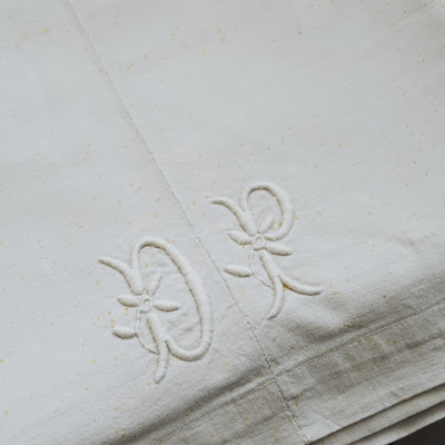 Mongrammed French antique sheet