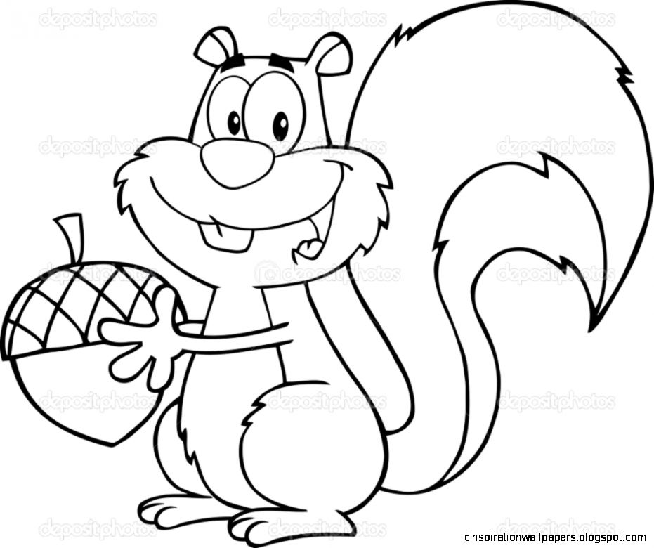 Cute Squirrel Clip Art Black and White