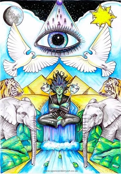 Levitation - Original Affordable Visionary Surrealistic Art illustration by British Artist Spencer J. Derry Visionary Surrealism