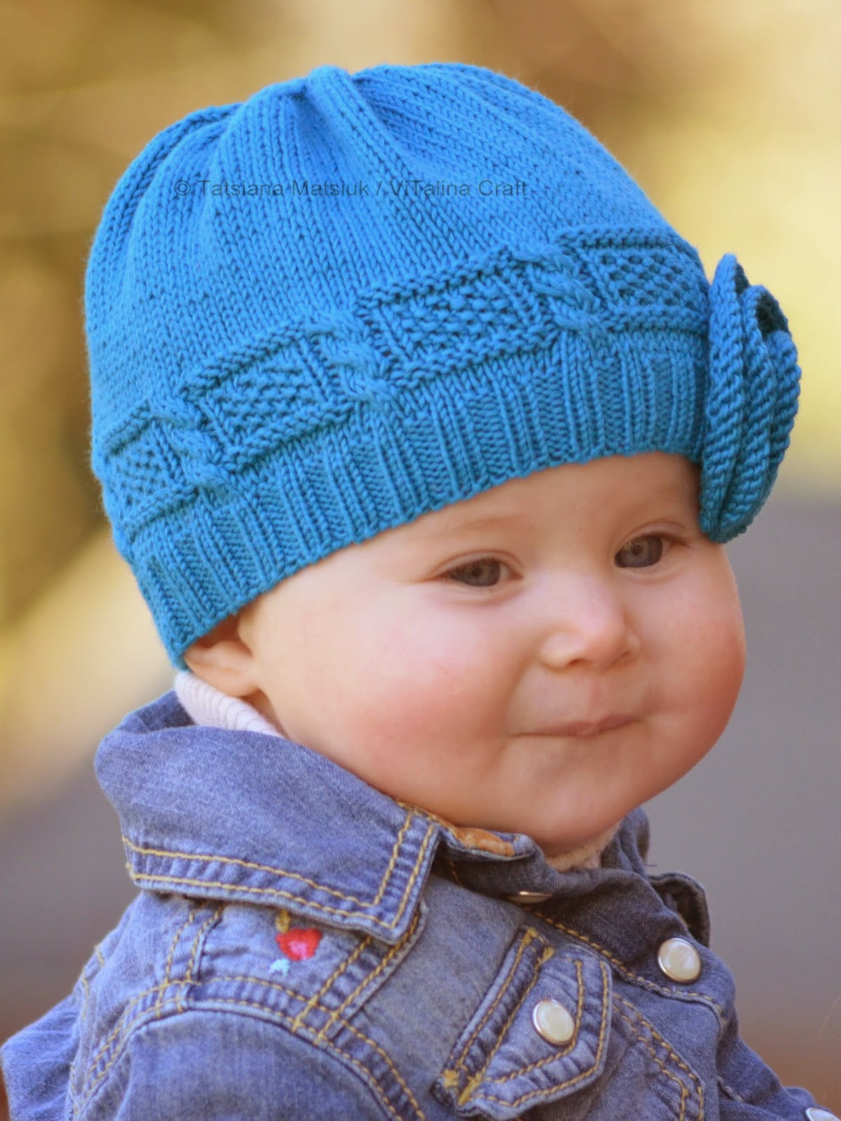 Azure Twist Flower Baby Hat Knitting Pattern | ViTalina Craft