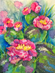cactus watercolor collage tissue paper watercolors painting bloom flower flowers paint drawing martha kisling tutorial paintings watercolour canvas jazz decorative