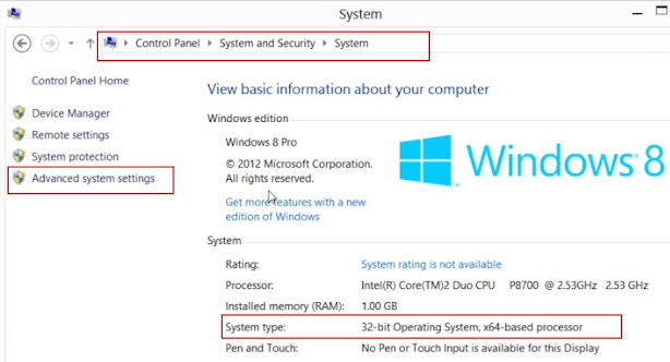 How to find if Windows 7 and Windows 8 is 32-bit or 64-bit