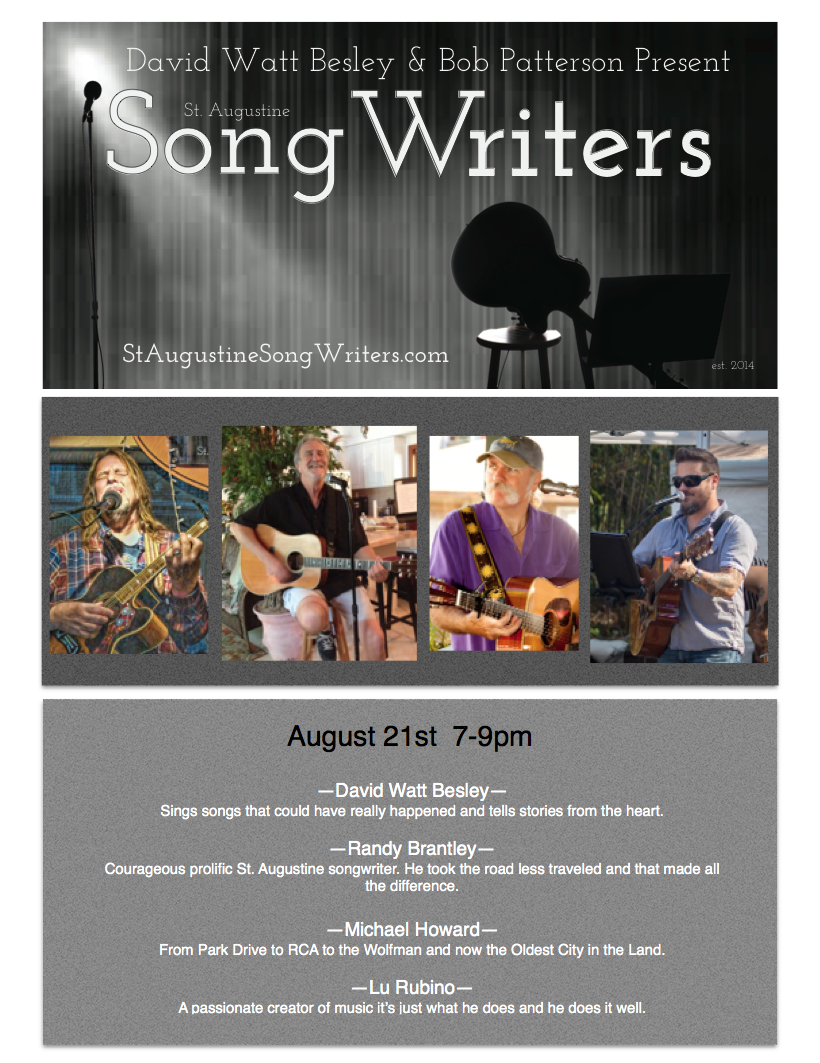 SONGWRITERS AUGUST 21, 2017 7-9pm