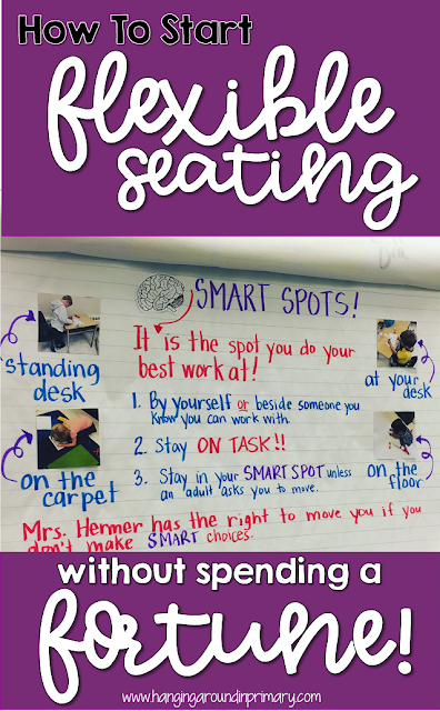 Have you wanted to try flexible seating in your classroom but don't what to spend a fortune?  This post will show you how to get started with flexible seating in your classroom using inexpensive items you may already have.  It also provides helpful tips about management strategies and an anchor chart to get started.