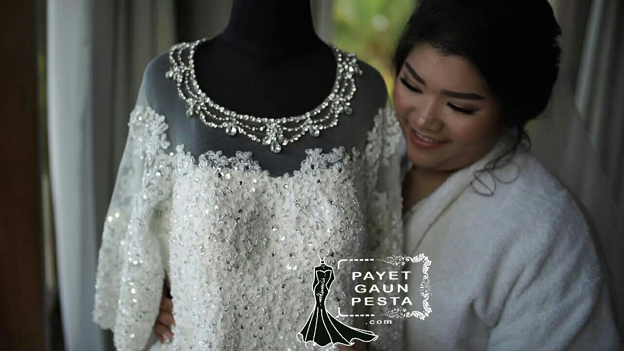 gaun pengantin muslimah hiasan payet