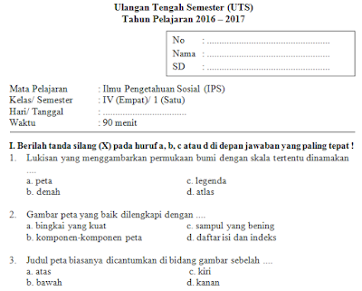 Soal UTS/ Mid IPS Kelas 4 Semester 1