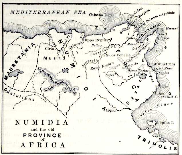Storia Romana Mappa della Numidia e delle provincie del nord Africa in