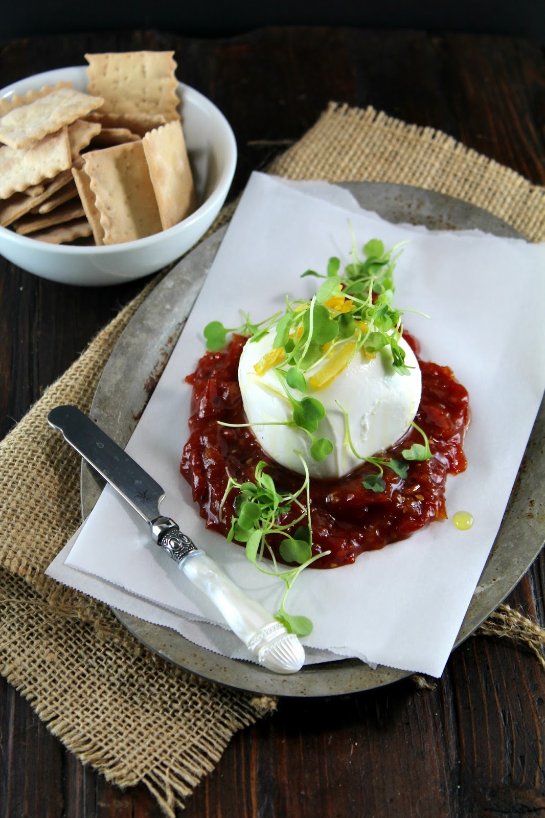 Authentic Suburban Gourmet Tomato Jam with Burrata Friday Night Bites