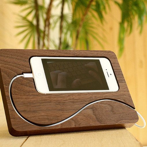 accesorio para celular de madera