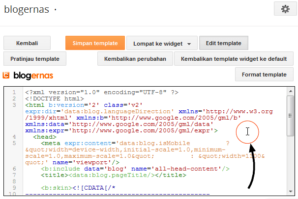 Cara Mencari Kode pada Edit HTML Blog Sekali Enter