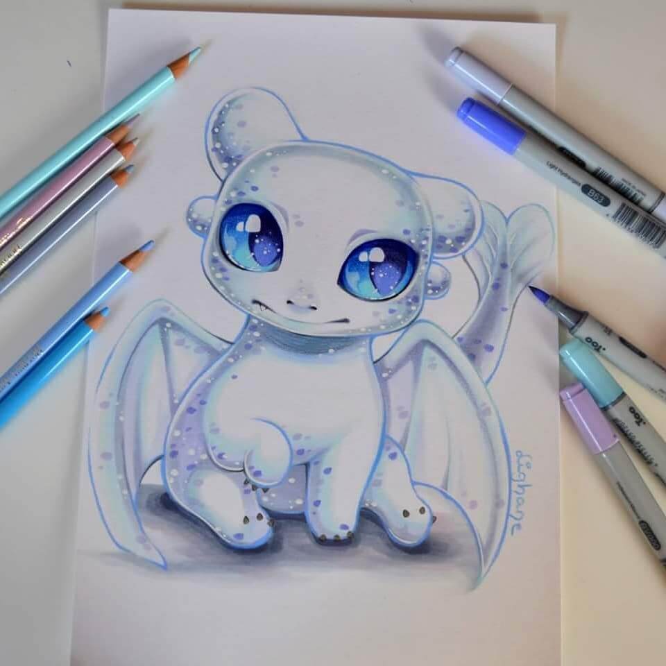 06-Lightfury-Baby-Dragon-Lisa-Saukel-lighane-Cute-Colored-Fantasy-Animal-Drawings-www-designstack-co