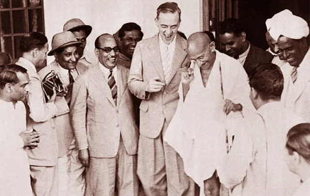 Gambar ilustrasi pertemuan Cripps dan Gandhi