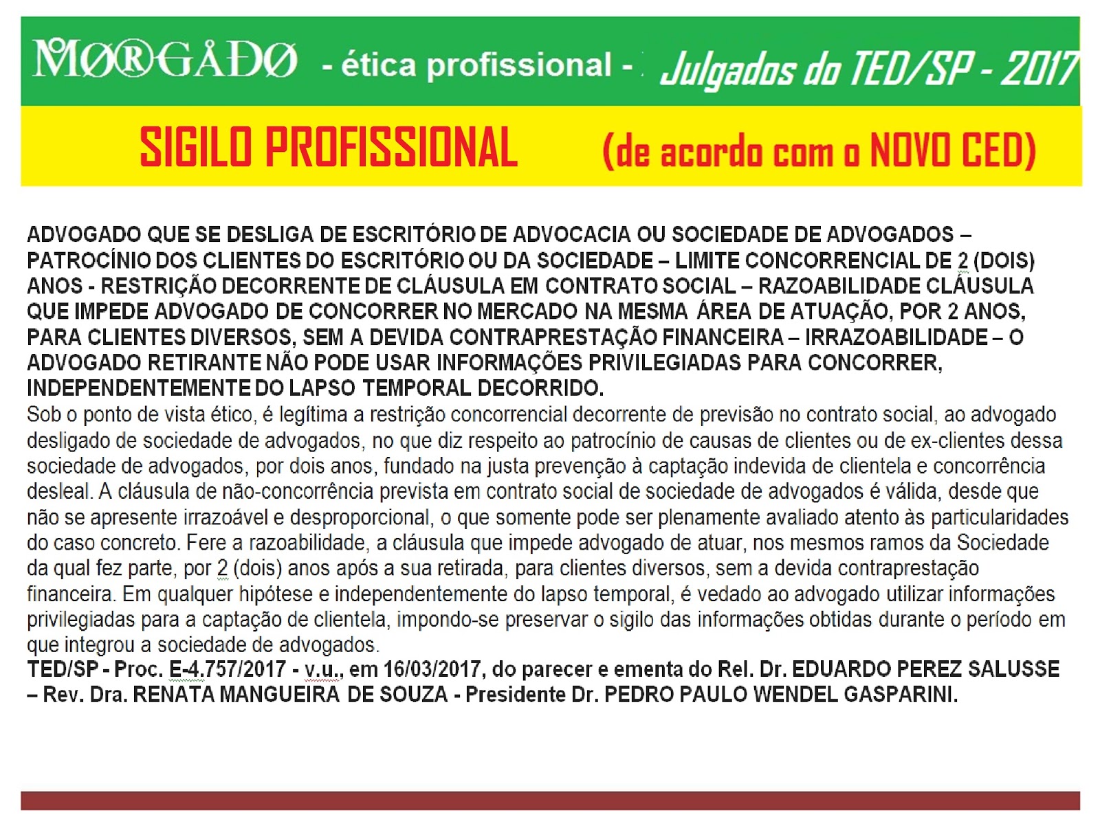 DEONTOLOGIA/ÉTICA PROFISSIONAL PARA EXAME DA OAB NOVO Código de Ética e Disciplina TEDSP
