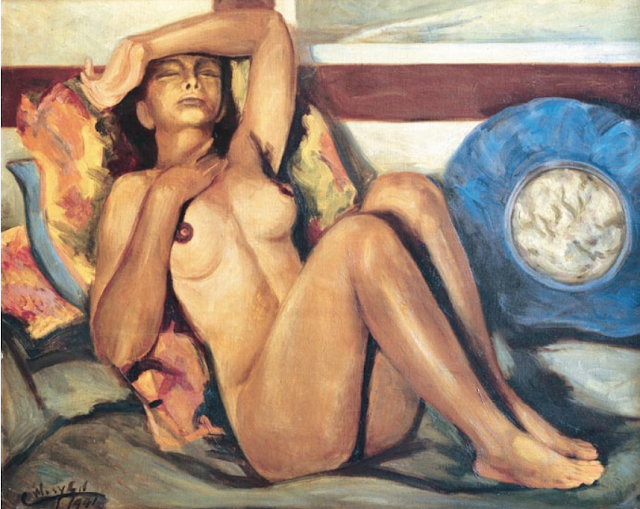 Pintura - Mujer en reposo, Celeste Woss y Gil