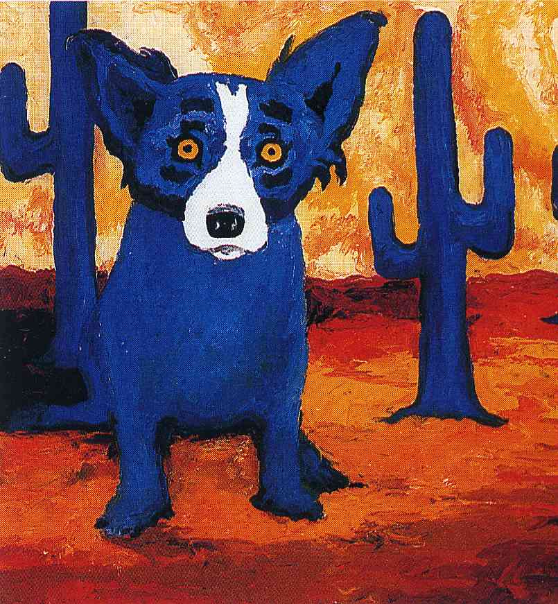 Почему собака синяя. Джордж Родригес синяя собака. Желто синяя собака. Голубые и желтые собаки. Картина синяя собака на желтом фоне.