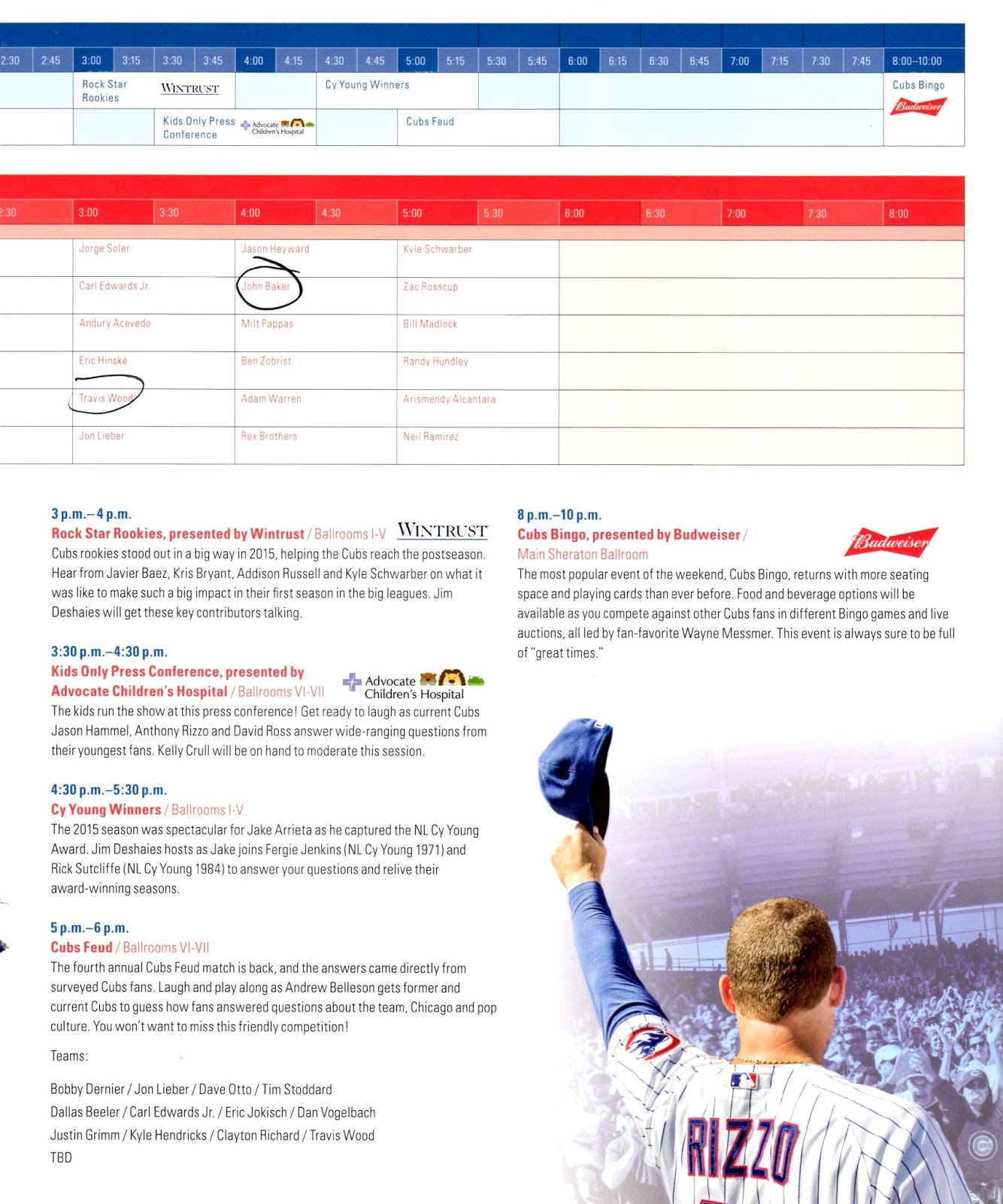 Cubs Convention Insider Here is the full schedule from last year for