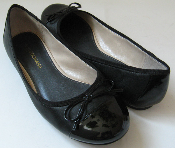 BLACK LEATHER BALLET FLAT SHOES WOMENS SIZE 7