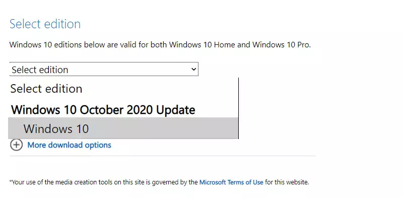 Select the Windows 10 edition Select the Windows 10 edition