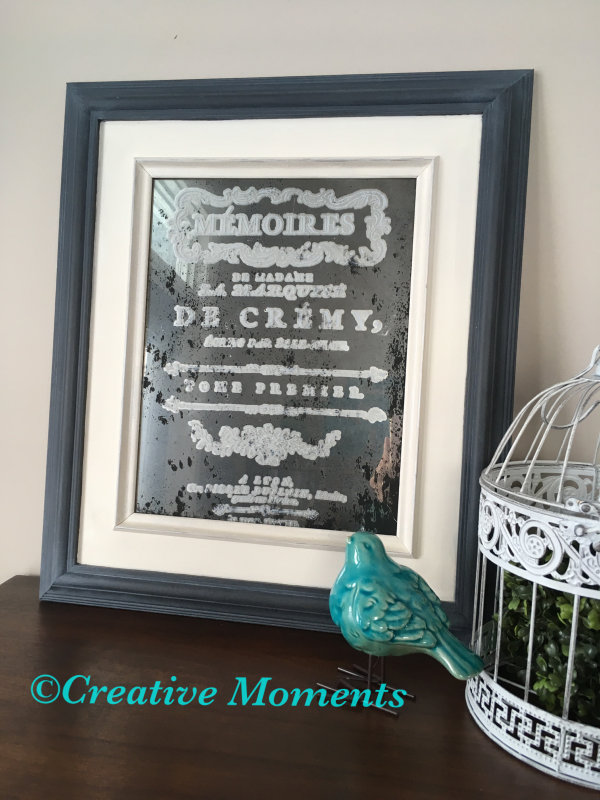 IOD transfer wall art faux mercury glass with Fusion Ash & Raw Silk