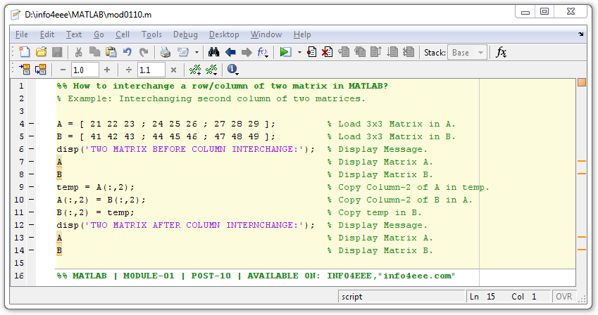 How To OR COLUMN of Two Matrix in MATLAB -
