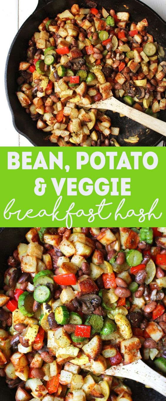 Bean, Potato, & Veggie Vegan Breakfast Hash - healthy dinner recipe