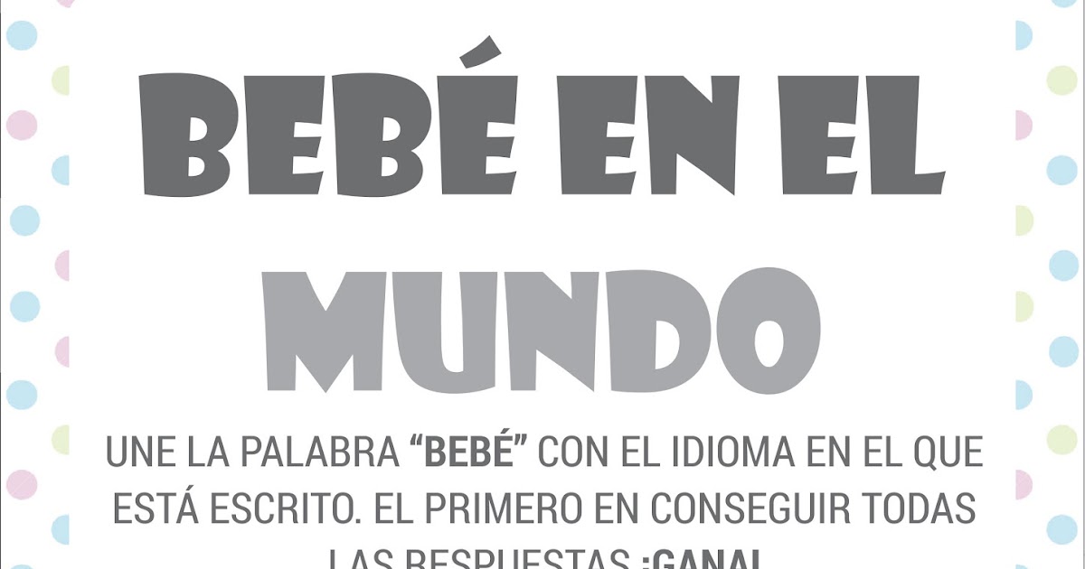 Beb 233 En El Mundo Juegos De Baby Shower