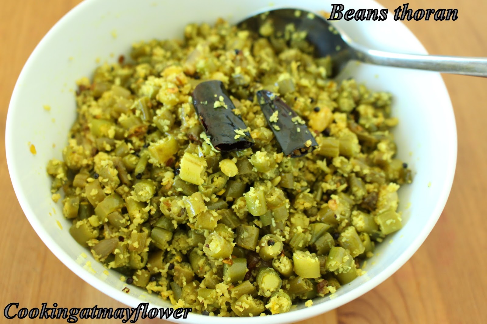 Cooking at Mayflower Kerala beans thoran / Green beans with coconut