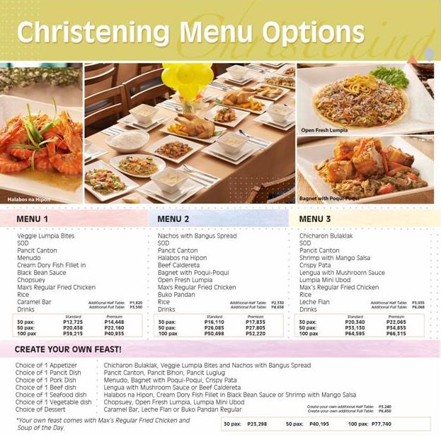 Max's Restaurant Baptismal Reception and Party Packages Mommy