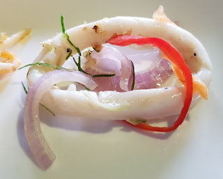 Kerabu sotong is a fusion of Thai and Indonesian flavours. 