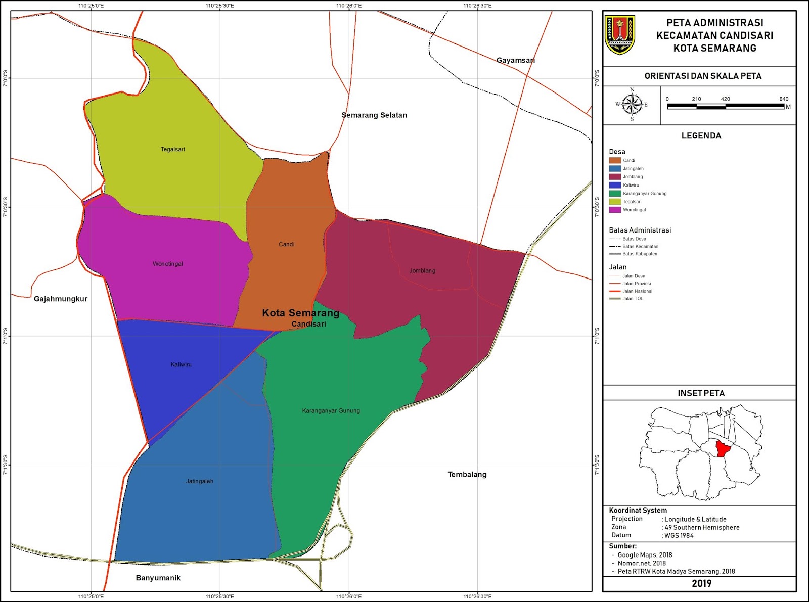 Peta Administrasi Kecamatan Candisari, Kota Semarang ~ NeededThing