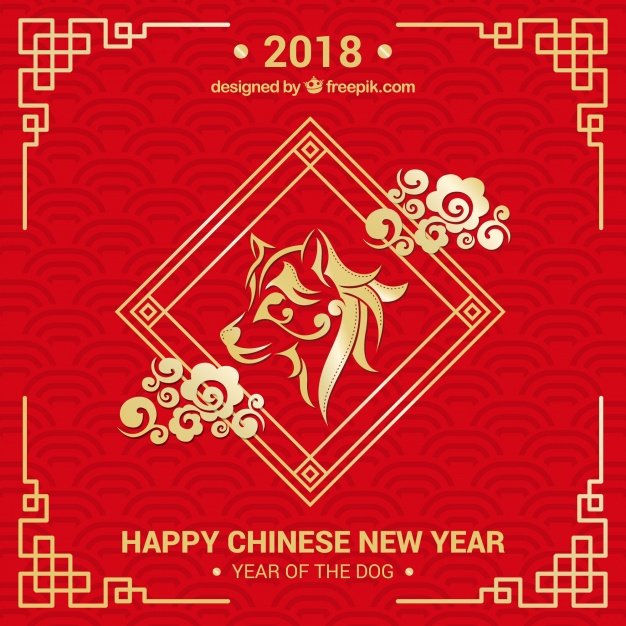 Red & golden chinese new year background Free Vector