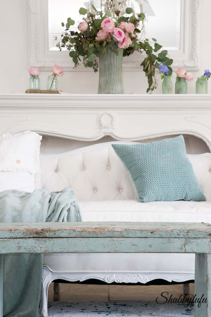 Seafoam Green In A Coastal Style Living Room Shabbyfufu Seafoam Green In A Coastal Style Living Room