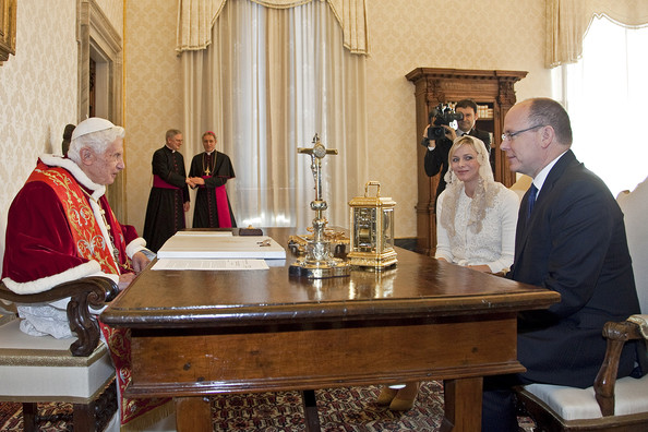 Pope Benedict XVI Receives Prince Albert II of Monaco and Princess Charlene at the Vatican.
