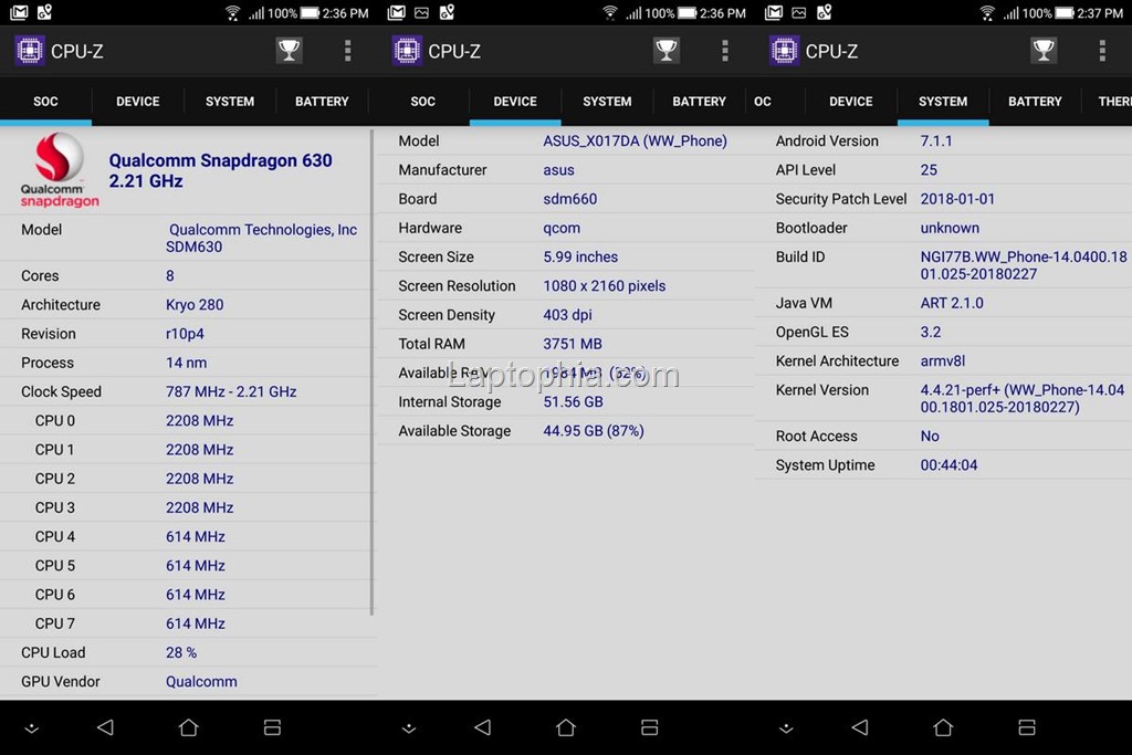 CPU-Z Asus Zenfone 5Q