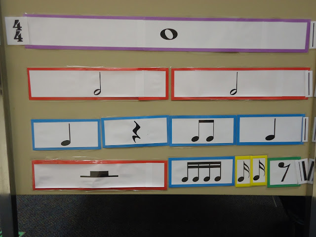 Rhythm magnets for elementary orchestra classroom