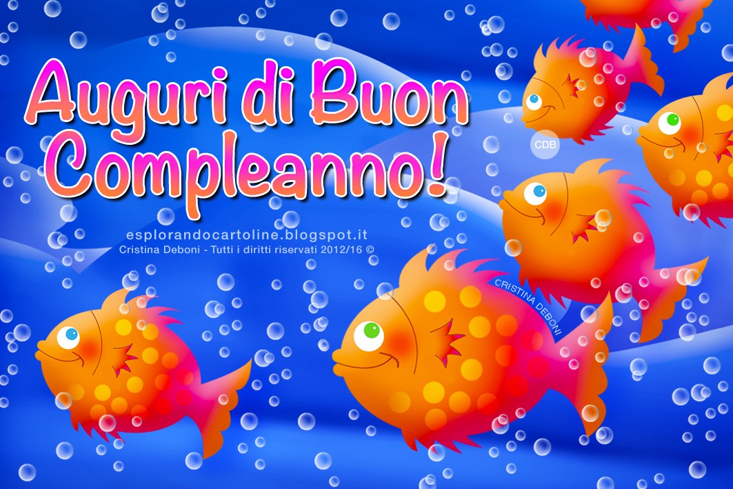 CDB Cartoline per tutti i gusti Cartolina 🐠🐟 Auguri di BUON COMPLEANNO jpg (1063x709)