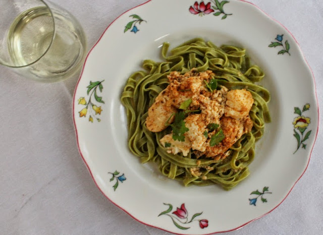 Food Lust People Love: Lots of garlic, butter and olive oil make this rich Garlicky Lobster Crab Scampi perfect for serving on a special occasion. Or when you just want to treat yourself. No lobster? Substitute shrimp or prawns!