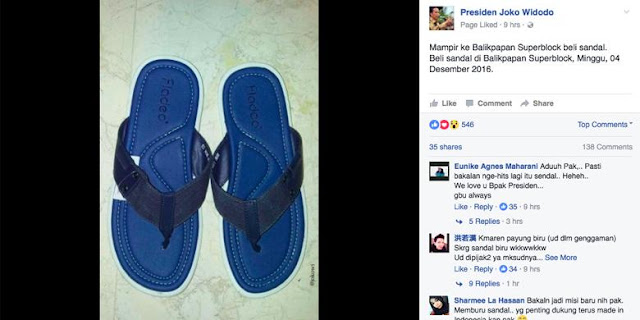 Jokowi Pamer Sandal Biru di Twitter dan Facebook, Ini Reaksi Unik-Unik Para Netizen Jokowi Pamer Sandal Biru di Twitter dan Facebook, Ini Reaksi Unik-Unik Para Netizen