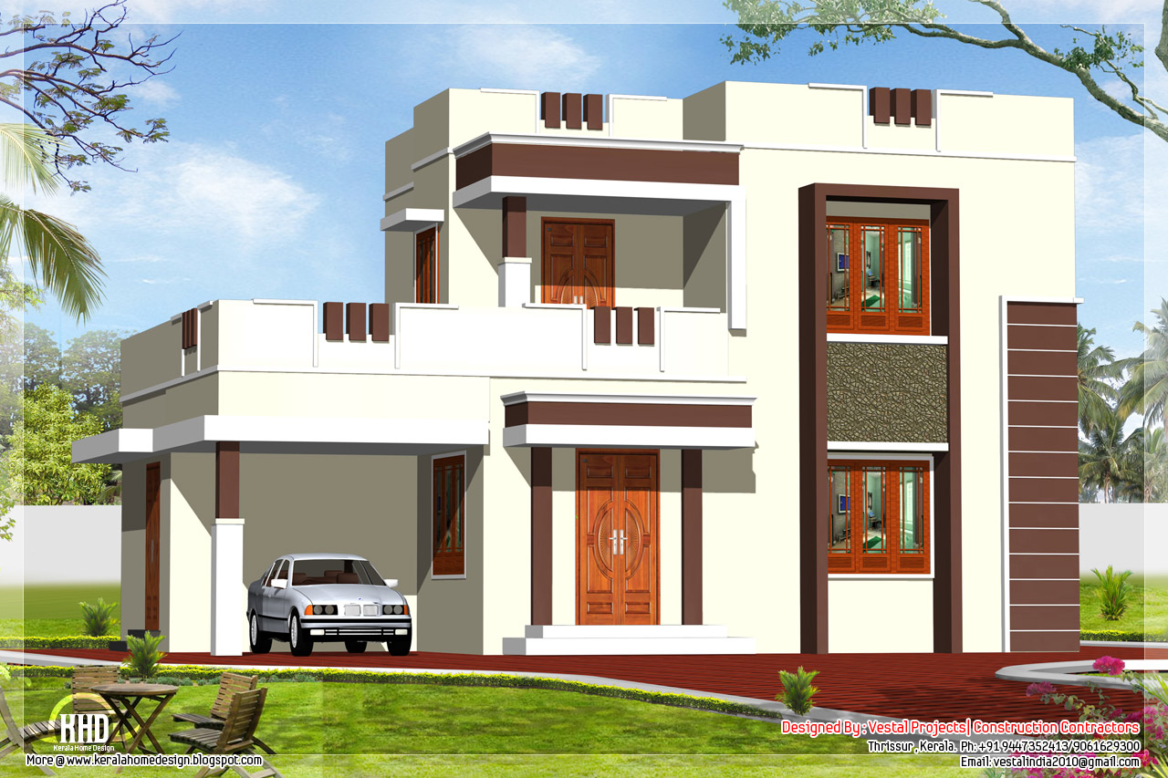 1400 square feet flat  roof  home  design  Kerala House 