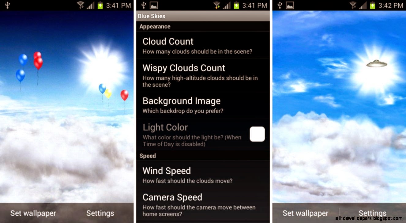 Blue Skies Live Wallpaper For Android