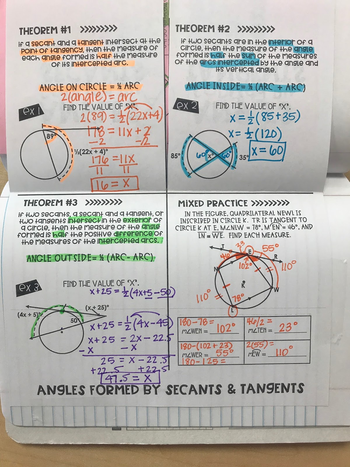 Angles Formed by Secants and Tangents Mrs. Newell's Math