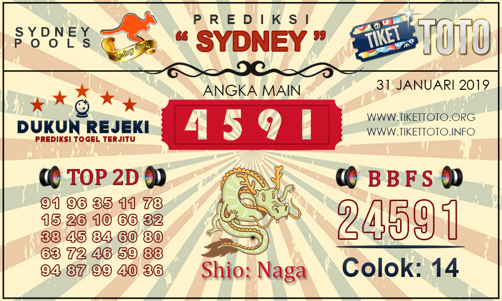 Prediksi Togel SYDNEY TIKETTOTO 31 JANUARI 2019