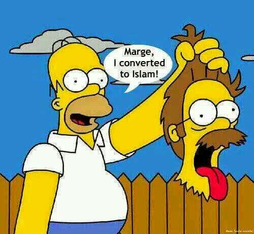 Funny Homer Simpson Islamic Conversion Joke Cartoon Picture