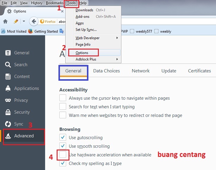 Firefox setting. Firefox setting