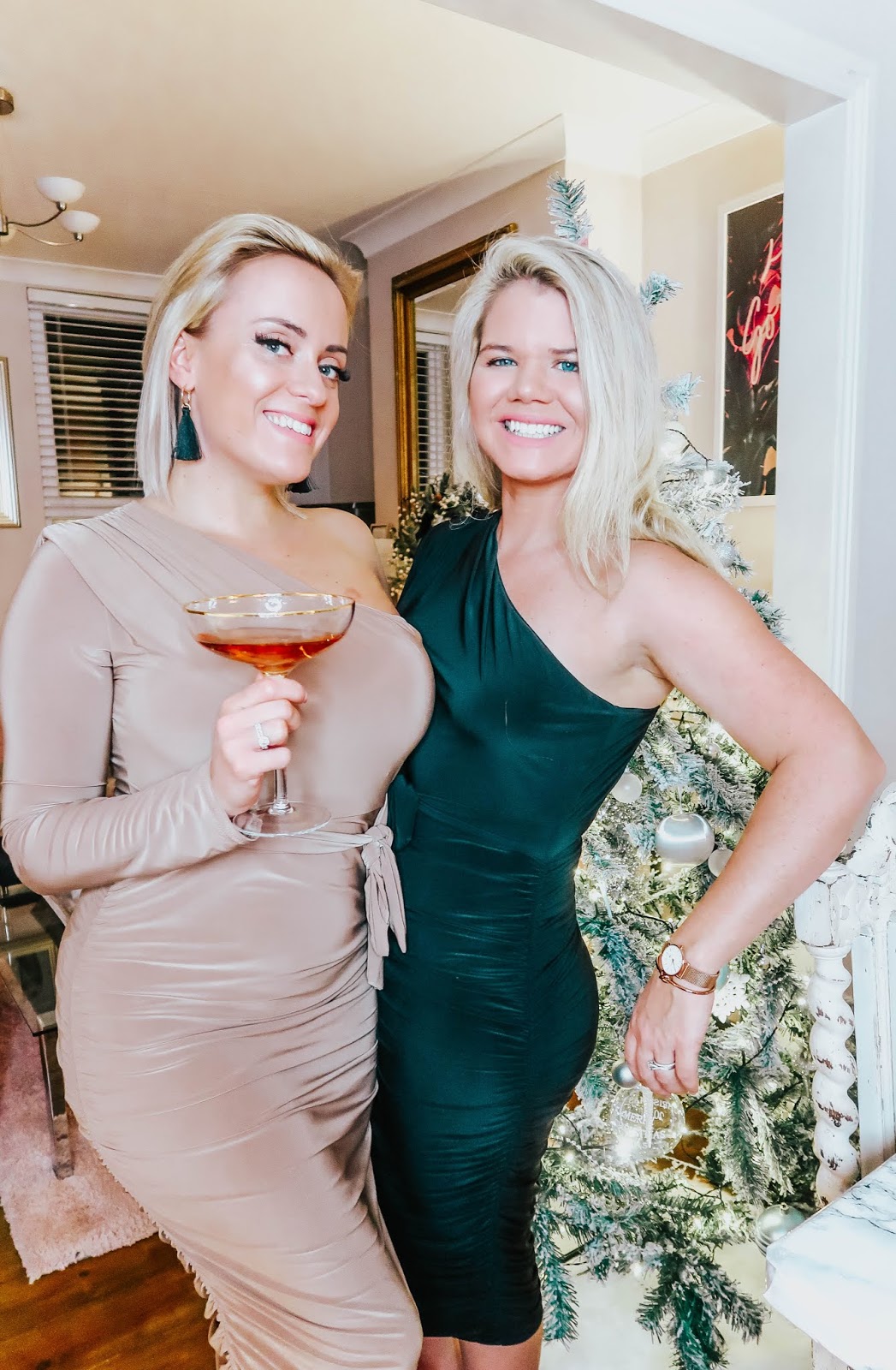 whitney and megan wearing femme luxe finery dresses