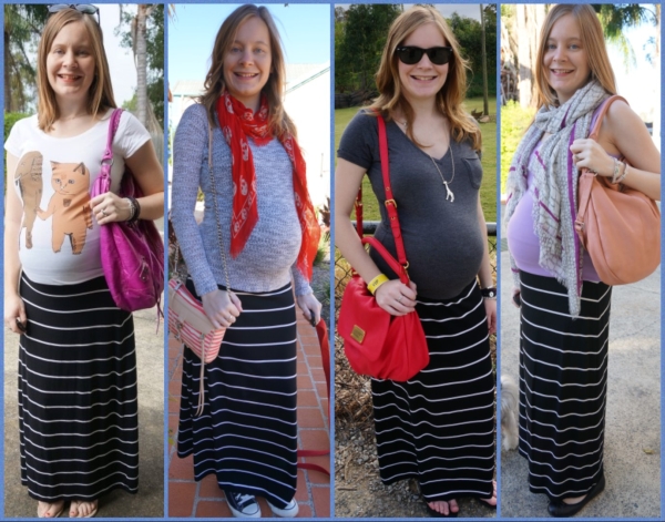 Third Trimester Outfit Inspiration: striped maxi skirt