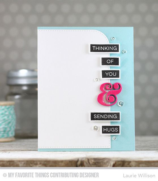 Handmade card from Laurie Willison featuring Label Maker Sentiments stamp set, Label Tape and Blueprints 22 Die-namics #mftstamps