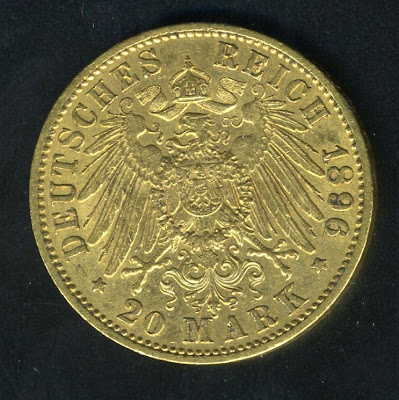 German Gold 20 Marks coin, Kaiser Wilhelm II