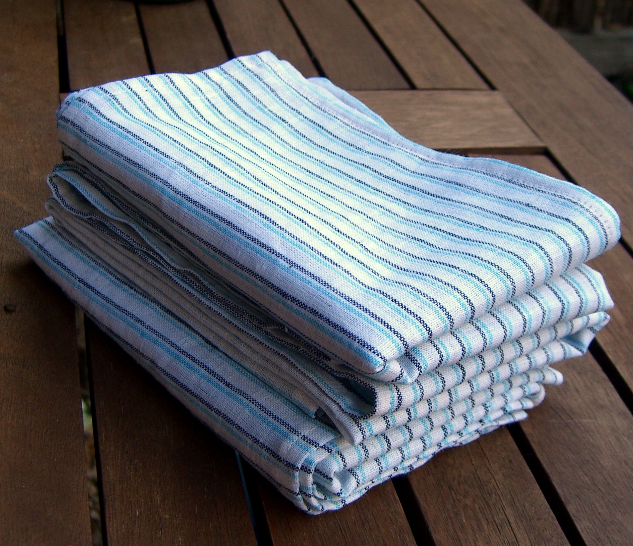 LizzieBee Handmade LinenCotton Tea Towels blue stripe